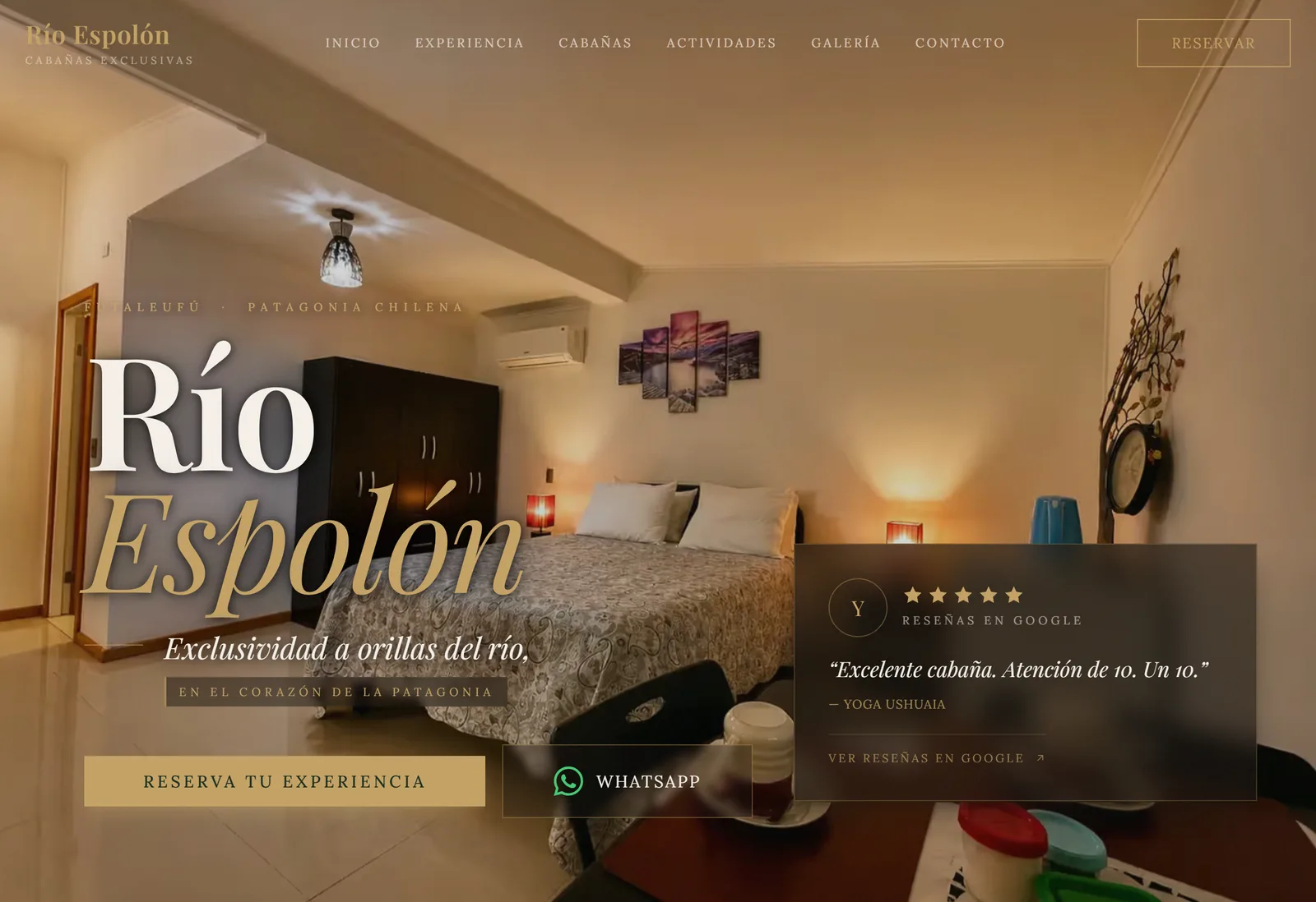 Sitio web Cabañas Río Espolón — posicionamiento en Google Chile